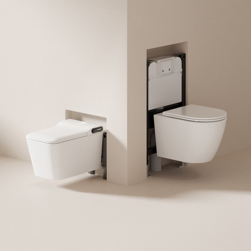 Комплект 2 в 1 Abber Rechteck AC1215S-AC0101P2 Унитаз-биде электронный, подвесной + Монтажная рама