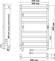 Полотенцесушитель электрический Indigo Oktava Slim 3 LСLOKS3E80-50GFMRt graphite metallic