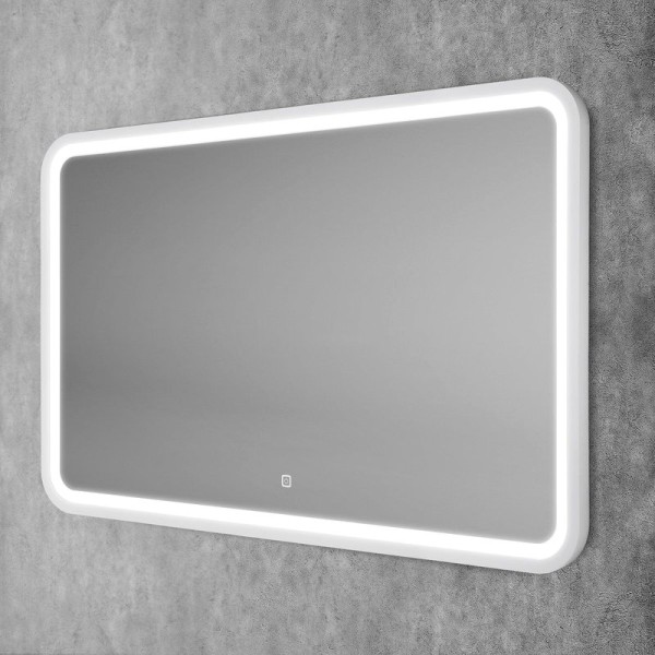 Зеркало Art&Max Genova AM-Gen-1200-800-DS-F-White 120х80 белое, с LED-подсветкой, 6000К