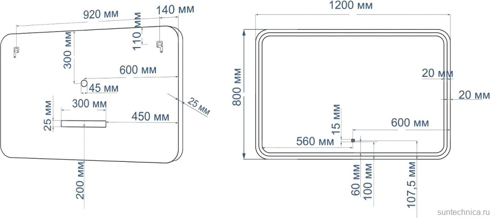 Зеркало Art&Max Genova AM-Gen-1200-800-DS-F-White 120х80 белое, с LED-подсветкой, 6000К