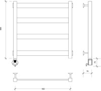Полотенцесушитель электрический Secado Комано 2 L 65x55 см, подключение слева, хром, лесенка