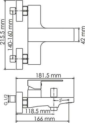 Смеситель для ванны с душем Wasserkraft Abens 2001