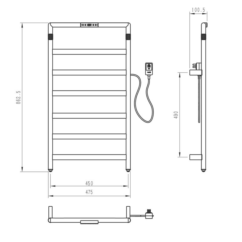 Полотенцесушитель электрический Wonzon & Woghand WW-A6016-BR брашированный никель