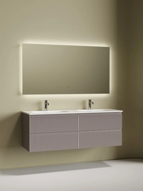 Комплект Тумба Sancos Snob R SNR70SM + Тумба SNR70SM + Раковина Ceramicanova Grace 141 + Донный клапан CN2000 + Смеситель Etna SC9001CH + Зеркало SQ14
