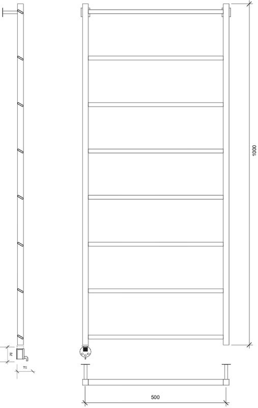 Полотенцесушитель электрический Secado Корсико Grado 100х50 105x55 см, подключение слева, черный матовый, лесенка