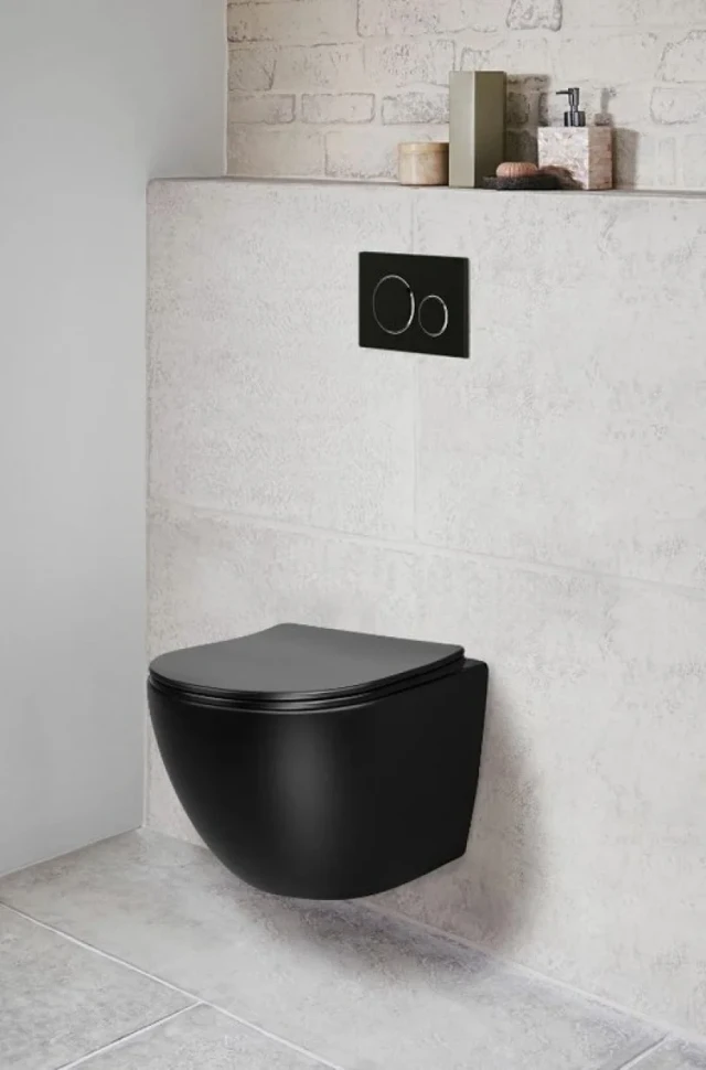 Унитаз подвесной Ceruttispa Sella Aria CT9160 безободковый, с микролифтом, черный