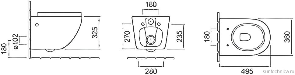 Унитаз подвесной Ceruttispa Sella Aria CT9160 безободковый, с микролифтом, черный