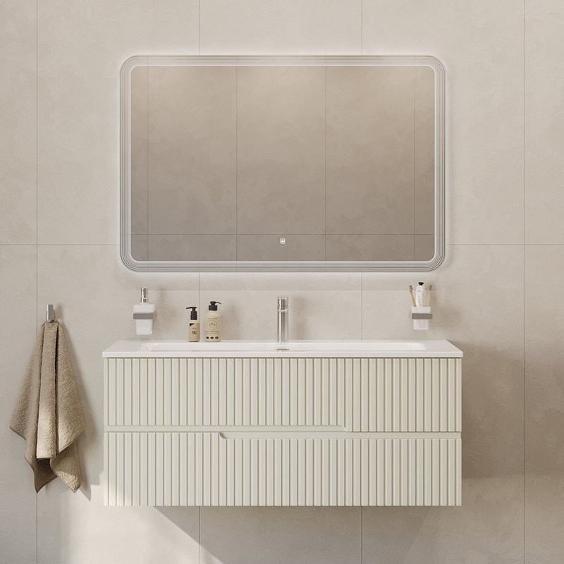 Тумба с раковиной Cezares Duet 120 альпака брашированная, раковина Cezares CZR-8073-120