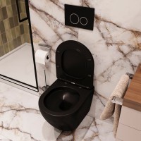 Унитаз подвесной Ceruttispa Ticino Aria 8918 MB безободковый, с микролифтом, черная матовая