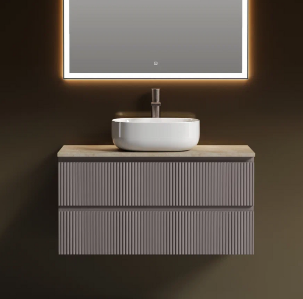 Тумба под раковину со столешницей Sancos Snob T 100 doha soft, столешница бежевая, с отв. под смеситель