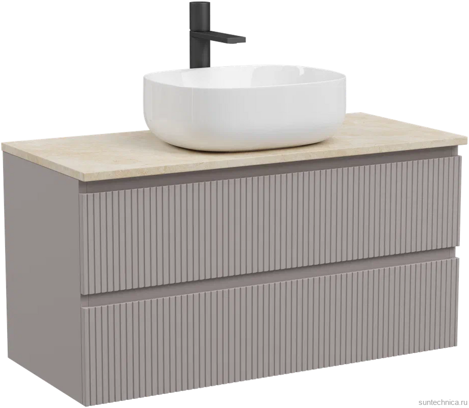 Тумба под раковину со столешницей Sancos Snob T 100 doha soft, столешница бежевая, с отв. под смеситель