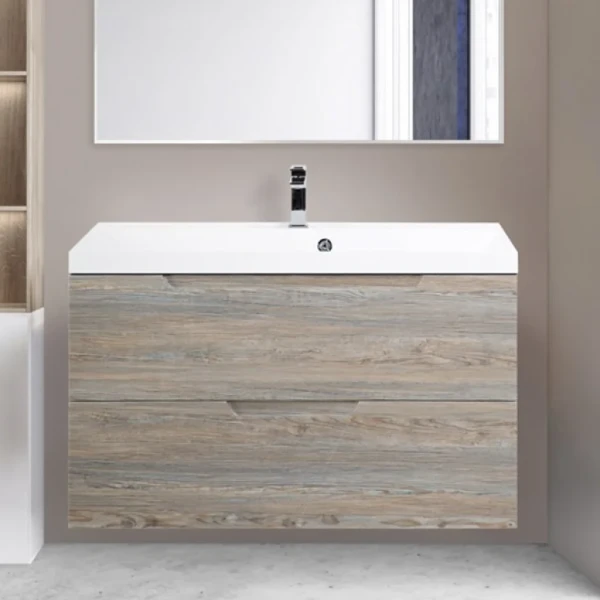 Тумба с раковиной BelBagno Vittoria 100 подвесная, pino, белая глянцевая раковина