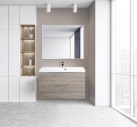 Тумба с раковиной BelBagno Vittoria 100 подвесная, pino, белая глянцевая раковина