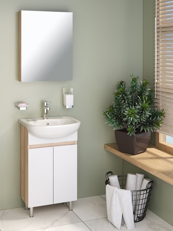 Тумба под раковину без столешницы Runo Лада 50 напольная, блэквуд, белая