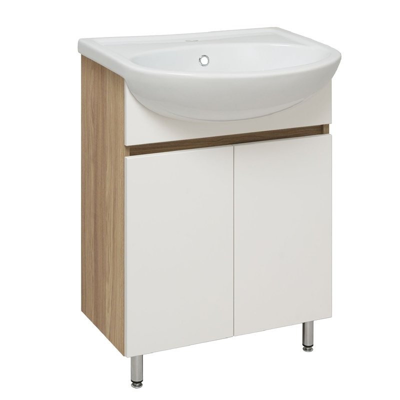 Тумба под раковину без столешницы Runo Лада 50 напольная, блэквуд, белая