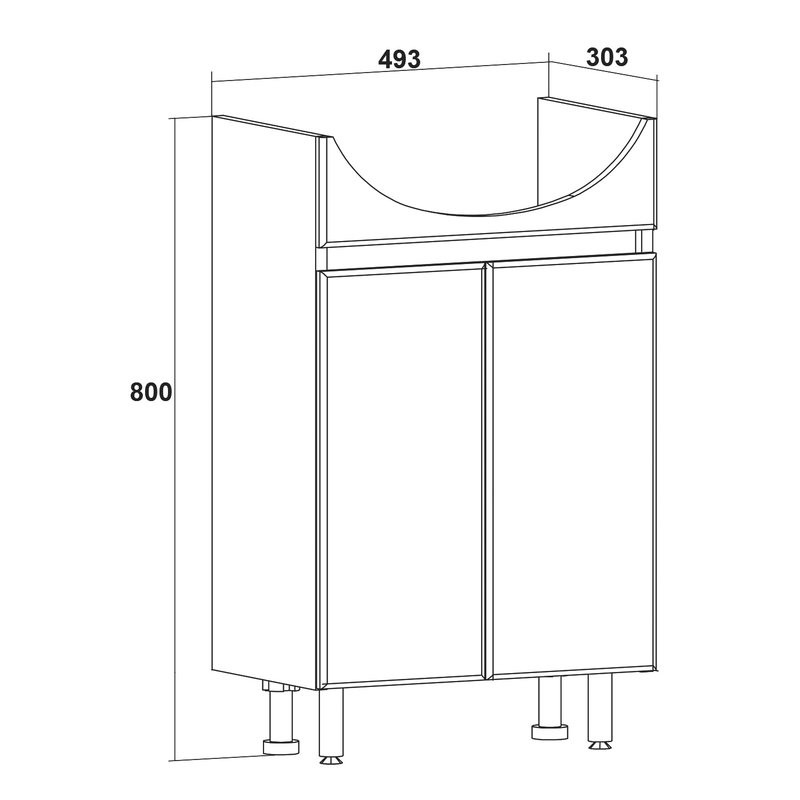 Тумба под раковину без столешницы Runo Лада 50 напольная, блэквуд, белая