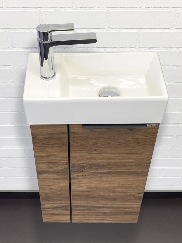 Тумба с раковиной Comforty Матэ 40 подвесная, темно-коричневый дуб