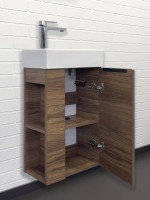 Тумба с раковиной Comforty Матэ 40 подвесная, темно-коричневый дуб