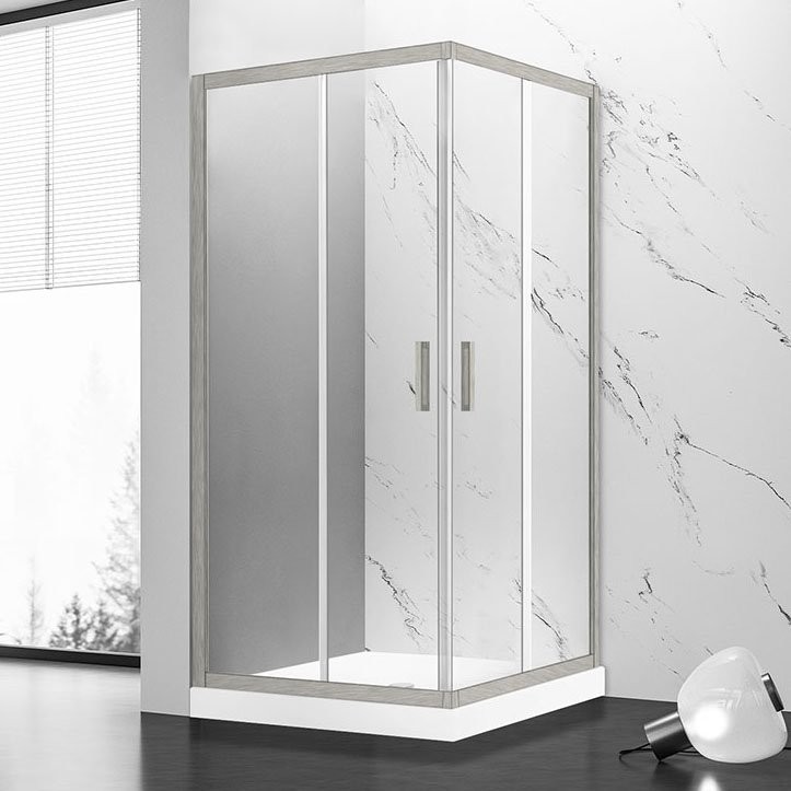 Душевой уголок Veconi Rovigo RV-83 100х80 см, профиль брашированный никель, стекло прозрачное