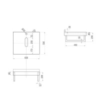 Столешница с раковиной Teymi Helmi 60 дуб кашмир, раковина Solli 41,  с черными кронштейнами