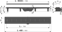 Душевой трап (лоток) AlcaPlast APZ19 APZ19BLACK-750 с решеткой и опорами Душевой трап (лоток) AlcaPlast APZ19 APZ19BLACK-750 с решеткой и опорами