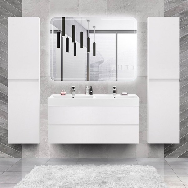 Мебель для ванной комнаты Cezares Molveno 46 120 bianco ghiaccio, с раковиной Cezares CZR-MIL-120-2-LVB