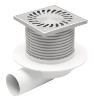 Душевой трап AZARIO D50 пластиковый, боковой слив, с решеткой SUN 10х10см (AZ-411 L)