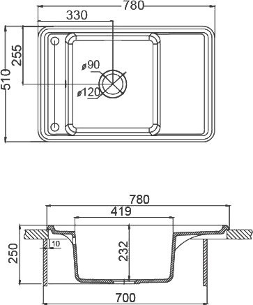 Комплект Мойка AQUATON Беллис 78 кофе + Смеситель MEGA Didim MG-CM107 хром