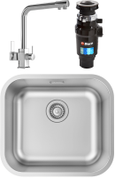 Комплект Мойка IDDIS Mate + Смеситель MEGA Life MG-TK06 хром + Измельчитель Bort Master Eco