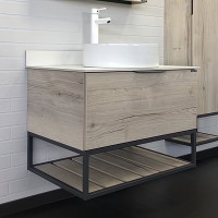 Тумба с раковиной Comforty Порто 75 подвесная, дуб дымчатый