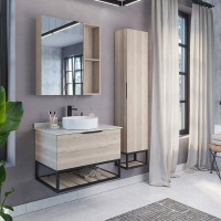 Тумба с раковиной Comforty Порто 75 подвесная, дуб дымчатый