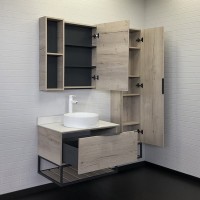 Тумба с раковиной Comforty Порто 75 подвесная, дуб дымчатый
