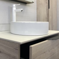 Тумба с раковиной Comforty Порто 75 подвесная, дуб дымчатый
