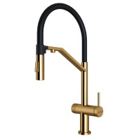 Смеситель для кухни Paulmark Zender Ze213155-BG с гибким изливом, брашированное золото