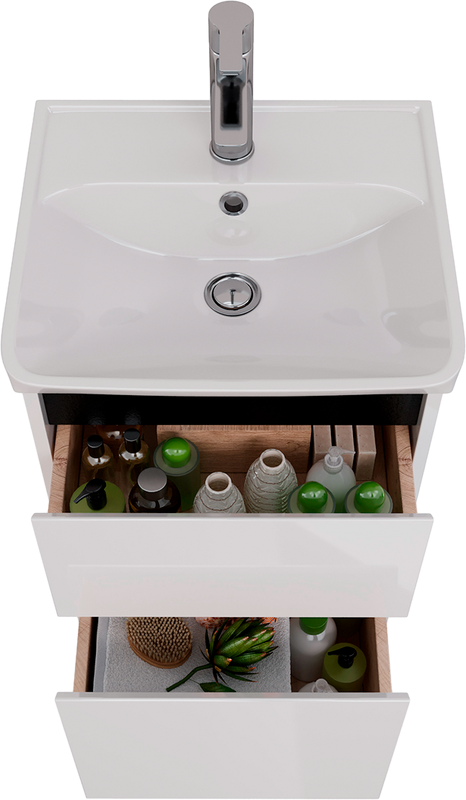 Тумба под раковину Lemark Combi 45 черная, белая глянцевая