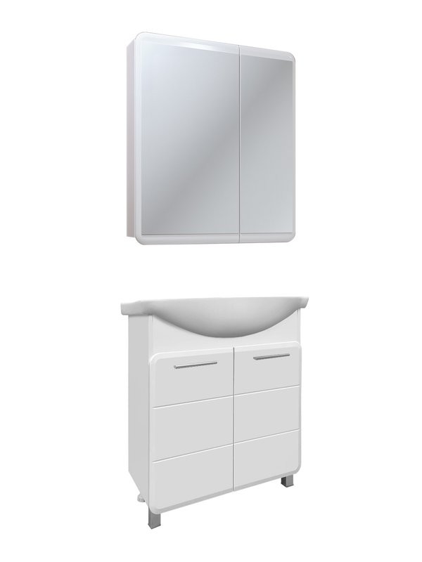 Мебель для ванной комнаты Runo Эрика 75 напольная, глянцевая белая