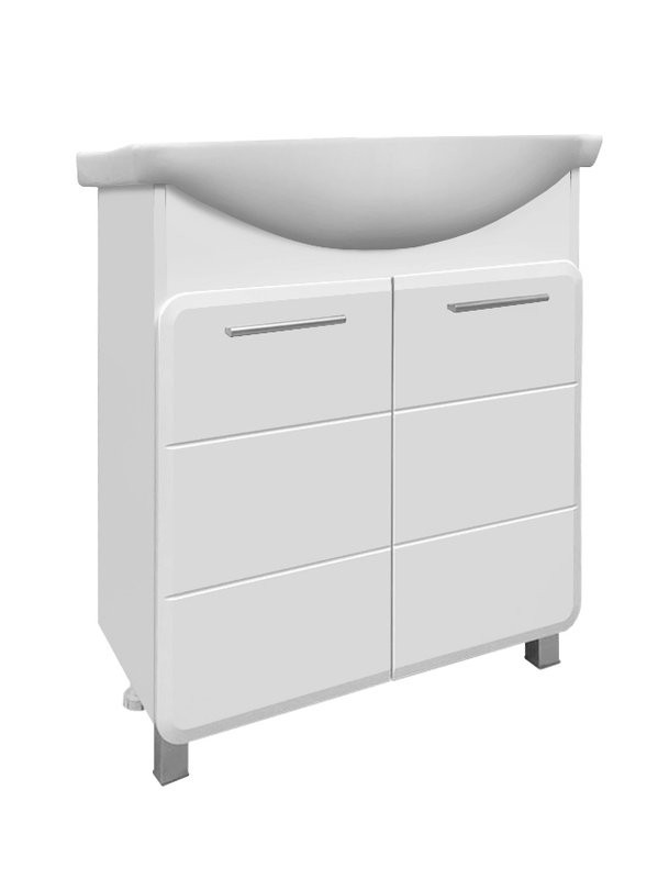 Мебель для ванной комнаты Runo Эрика 75 напольная, глянцевая белая