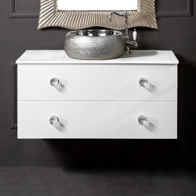 Тумба с раковиной Armadi Art NeoArt 100 белая с ручками Crystal хром