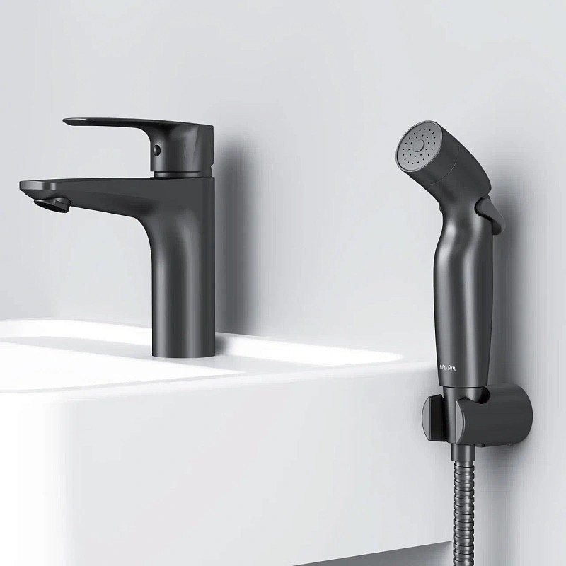 Комплект для раковины AM.PM Gem F90A03022 с гигиеническим душем, матовый черный