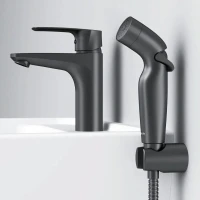 Комплект для раковины AM.PM Gem F90A03022 с гигиеническим душем, матовый черный