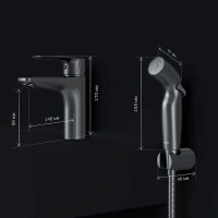 Комплект для раковины AM.PM Gem F90A03022 с гигиеническим душем, матовый черный