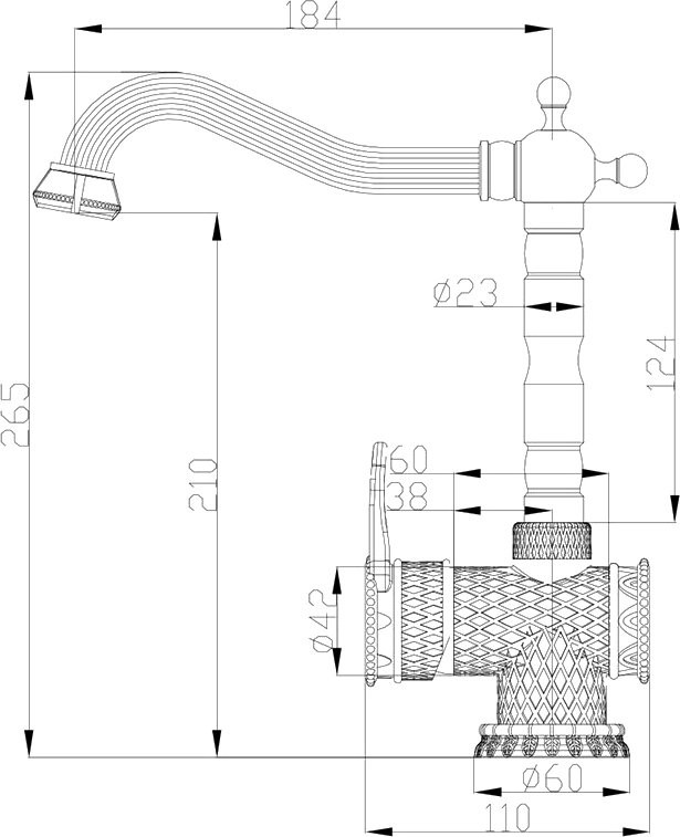 Смеситель для кухни Zorg Antic A 408K-BR