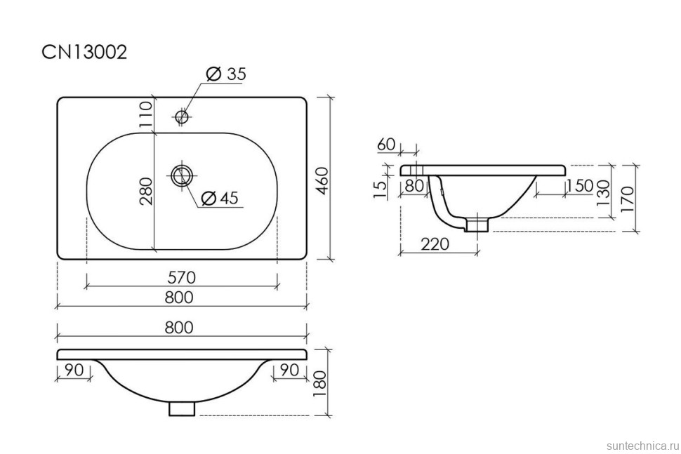 Мебель для ванной комнаты Sancos Code 80 подвесная, белая