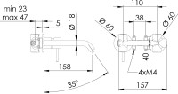 Смеситель для раковины Remer X Style X15P С ВНУТРЕННЕЙ ЧАСТЬЮ, хром