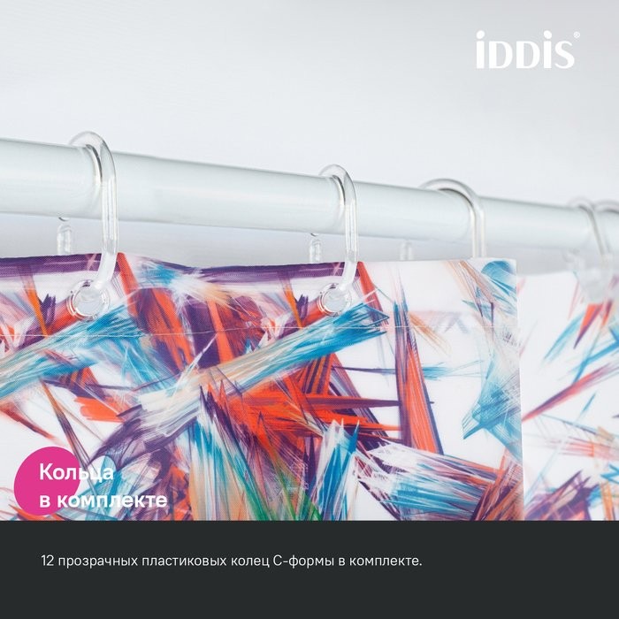 Штора для ванной IDDIS Base BX05P18i11 180х200, разноцветная