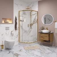 Душевой уголок Niagara Nova NG-6406-08 GOLD 90x90 профиль желтое золото, стекло прозрачное