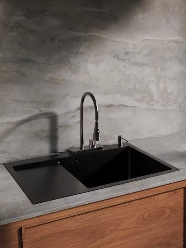 Мойка кухонная РМС MRK-7851BL-R c дозатором, графит