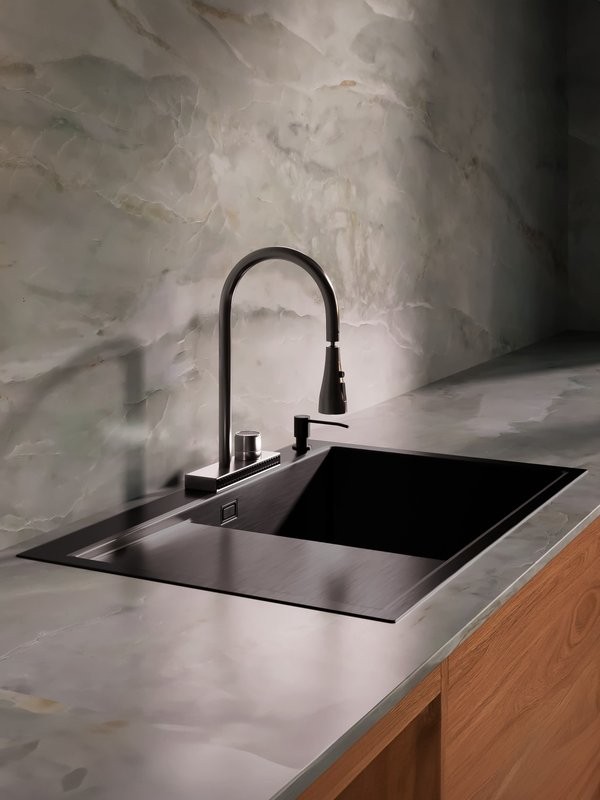 Мойка кухонная РМС MRK-7851BL-R c дозатором, графит