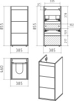 Мебель для ванной комнаты Brevita Grafit 40 L, под стиральную машину, раковина Гавана 100