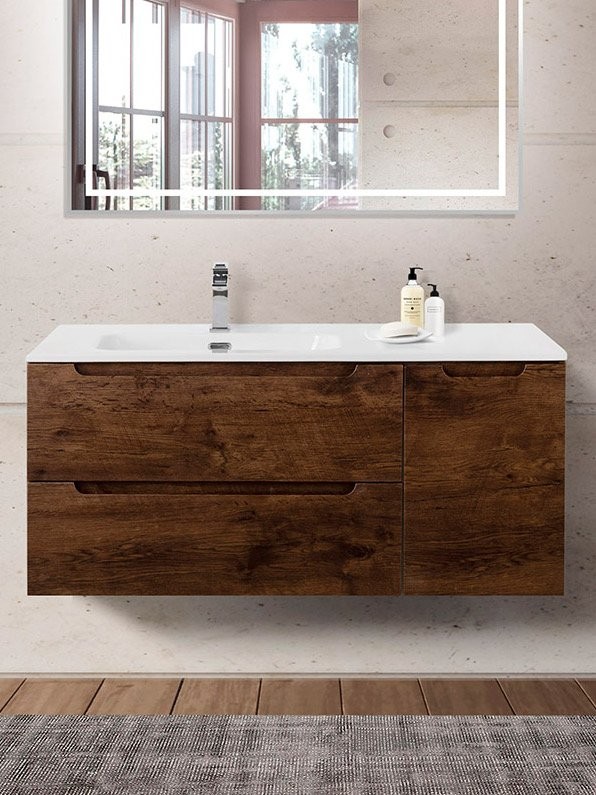 Тумба с раковиной BelBagno Etna L, 100 2 ящика, дверца, rovere moro